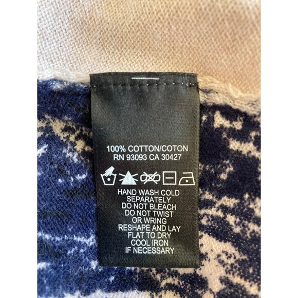 Nic & Zoe 100% Cotton Cream and Navy Design Sweater w/Distressed Edges Size PM - Picture 10 of 12